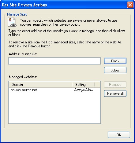 Privacy Tab