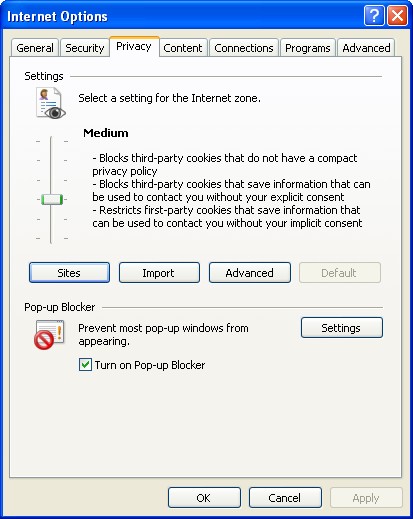 Privacy Tab